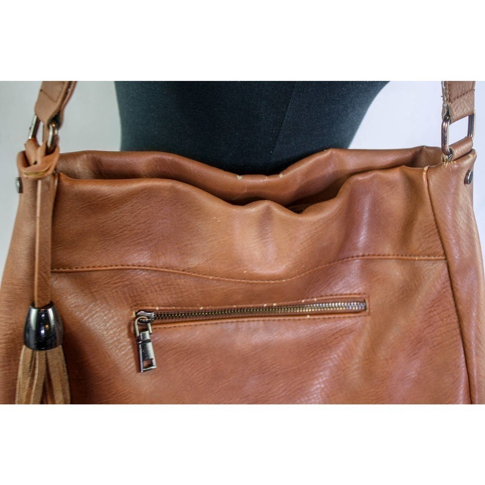 Antik Kraft Braided Handle Hobo Bag Shoulder Bag Purse Brown Faux Leather Tassel - Picture 7 of 8